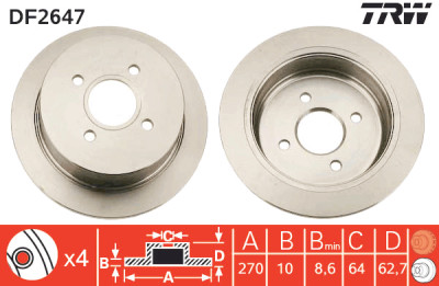 Set di (2) dischi freno TRW DF2647