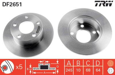 Set di (2) dischi freno TRW DF2651
