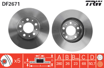 Set di (2) dischi freno TRW DF2671