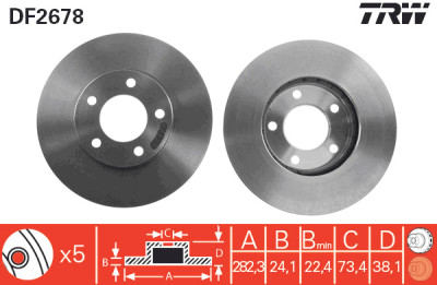 Set di (2) dischi freno TRW DF2678