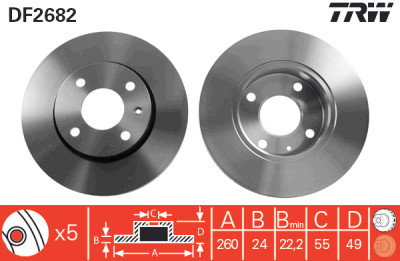 Set di (2) dischi freno TRW DF2682