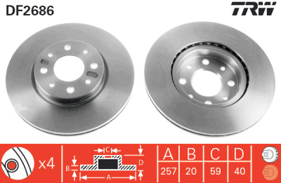 Set di (2) dischi freno TRW DF2686