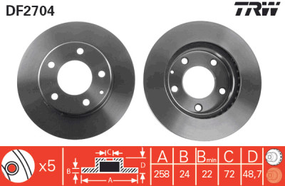 Set di (2) dischi freno TRW DF2704