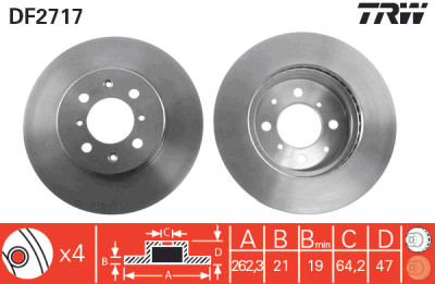 Set di (2) dischi freno TRW DF2717