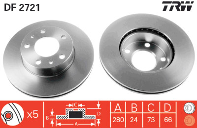 Set di (2) dischi freno TRW DF2721