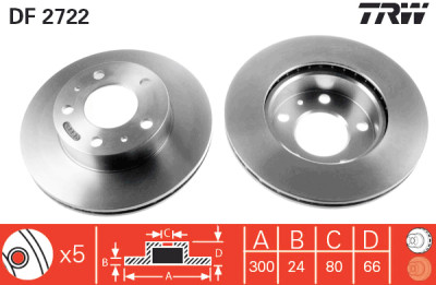 Set di (2) dischi freno TRW DF2722