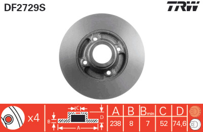 Disco freno TRW DF2729S