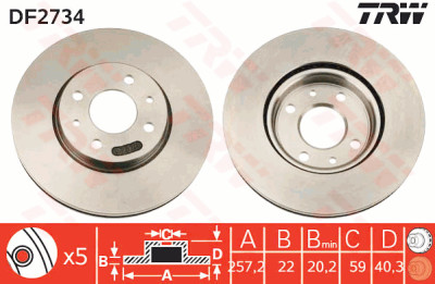 Set di (2) dischi freno TRW DF2734