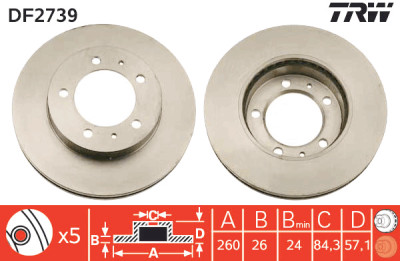 Set di (2) dischi freno TRW DF2739