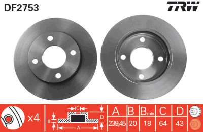 Set di (2) dischi freno TRW DF2753