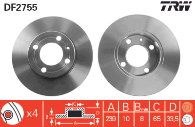 Set di (2) dischi freno TRW DF2755