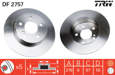Set di (2) dischi freno TRW DF2757