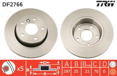 Set di (2) dischi freno TRW DF2766