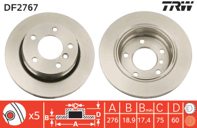 Set di (2) dischi freno TRW DF2767