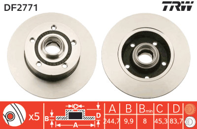 Set di (2) dischi freno TRW DF2771