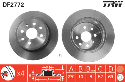 Set di (2) dischi freno TRW DF2772