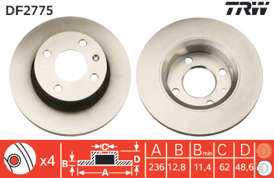 Set di (2) dischi freno TRW DF2775