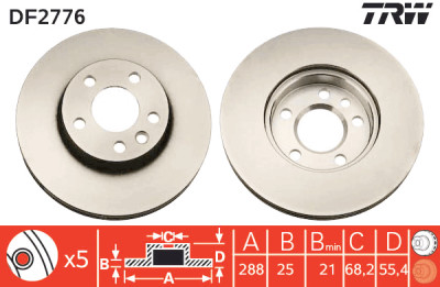 Set di (2) dischi freno TRW DF2776