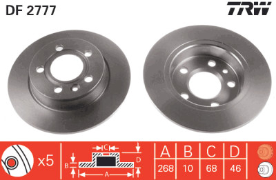 Set di (2) dischi freno TRW DF2777