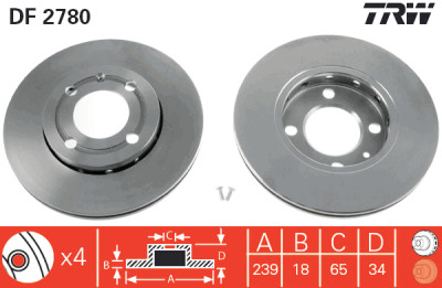 Set di (2) dischi freno TRW DF2780