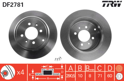 Set di (2) dischi freno TRW DF2781