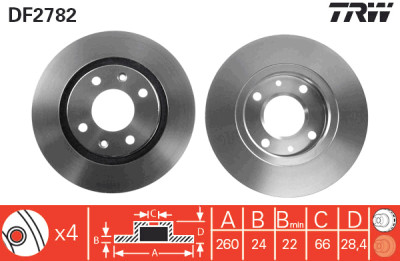 Set di (2) dischi freno TRW DF2782