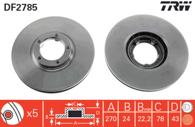 Set di (2) dischi freno TRW DF2785