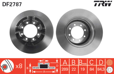 Set di (2) dischi freno TRW DF2787