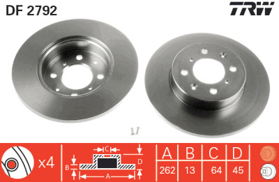 Set di (2) dischi freno TRW DF2792