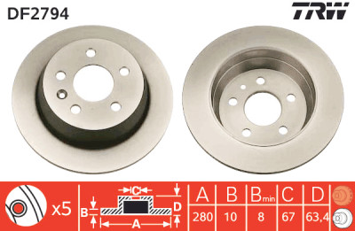 Set di (2) dischi freno TRW DF2794