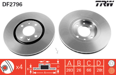 Set di (2) dischi freno TRW DF2796