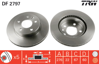 Set di (2) dischi freno TRW DF2797