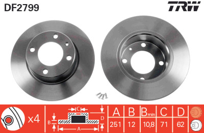 Set di (2) dischi freno TRW DF2799