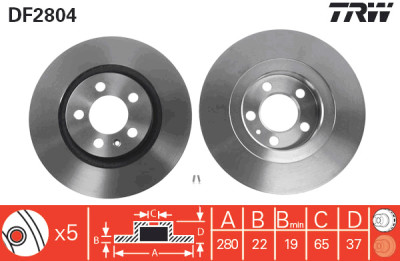 Set di (2) dischi freno TRW DF2804