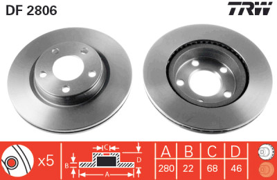 Set di (2) dischi freno TRW DF2806