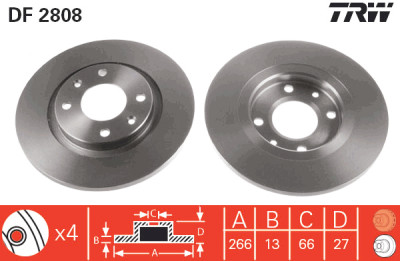 Set di (2) dischi freno TRW DF2808