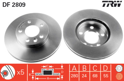 Set di (2) dischi freno TRW DF2809