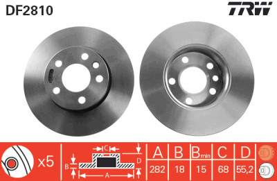 Set di (2) dischi freno TRW DF2810