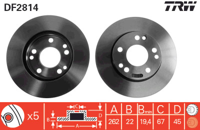 Set di (2) dischi freno TRW DF2814