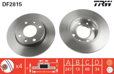Set di (2) dischi freno TRW DF2815
