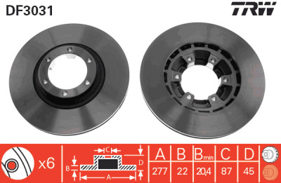 Set di (2) dischi freno TRW DF3031