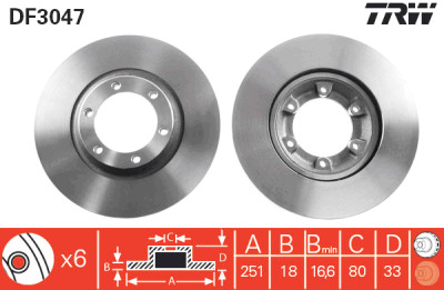 Set di (2) dischi freno TRW DF3047