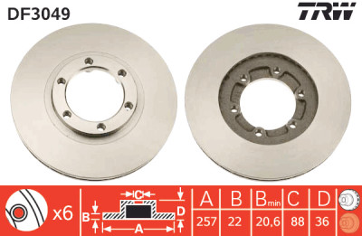 Set di (2) dischi freno TRW DF3049
