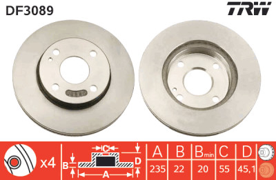 Set di (2) dischi freno TRW DF3089