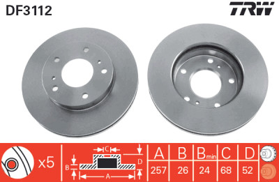 Set di (2) dischi freno TRW DF3112