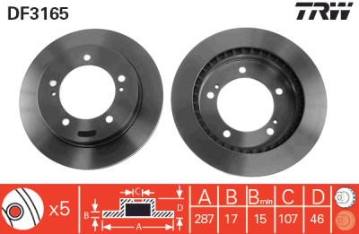 Set di (2) dischi freno TRW DF3165