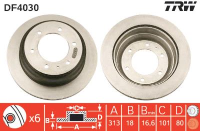 Set di (2) dischi freno TRW DF4030