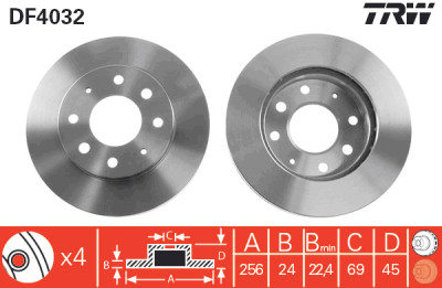 Set di (2) dischi freno TRW DF4032