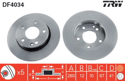Set di (2) dischi freno TRW DF4034