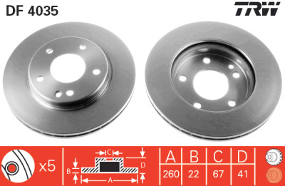 Set di (2) dischi freno TRW DF4035